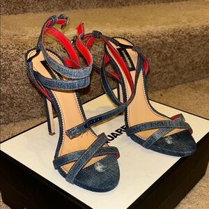 DSQUARED2 Denim and Red Strappy Heels